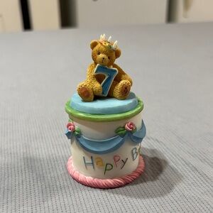 Cherished Teddies Birthday Bear with Blue and Green Accents